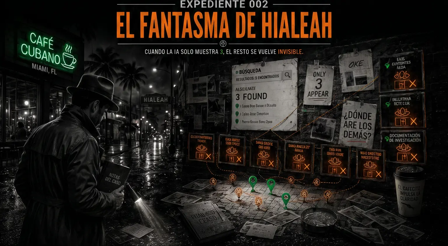 Solo el 1.2% de los negocios locales son recomendados por la IA El fantasma de Hialeah, cuando la IA solo muestra 3 negocios, el resto se vuelve invisible