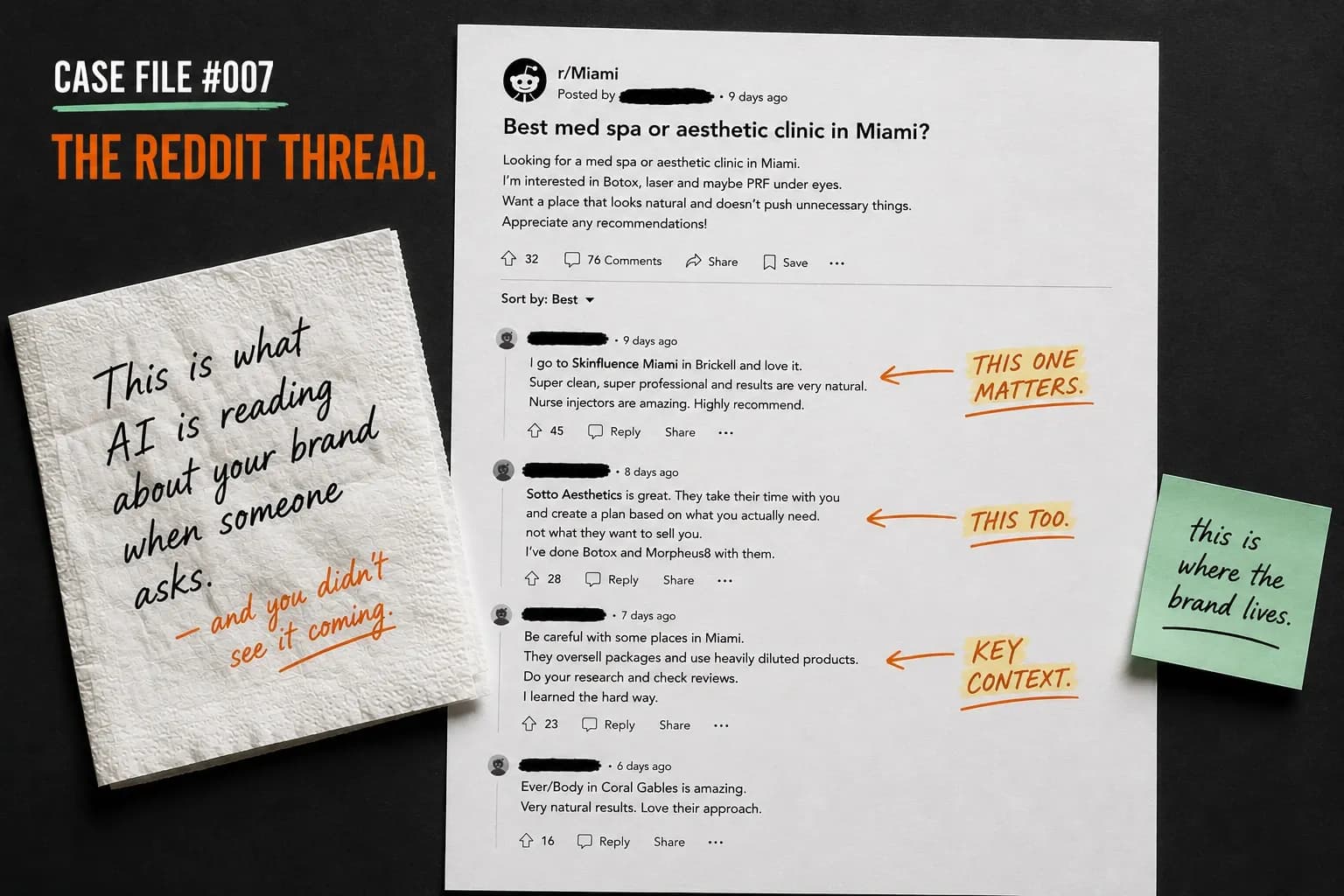 This is what AI is reading about your brand when someone asks The Reddit Thread, AI reads Reddit discussions about your brand when someone asks for recommendations