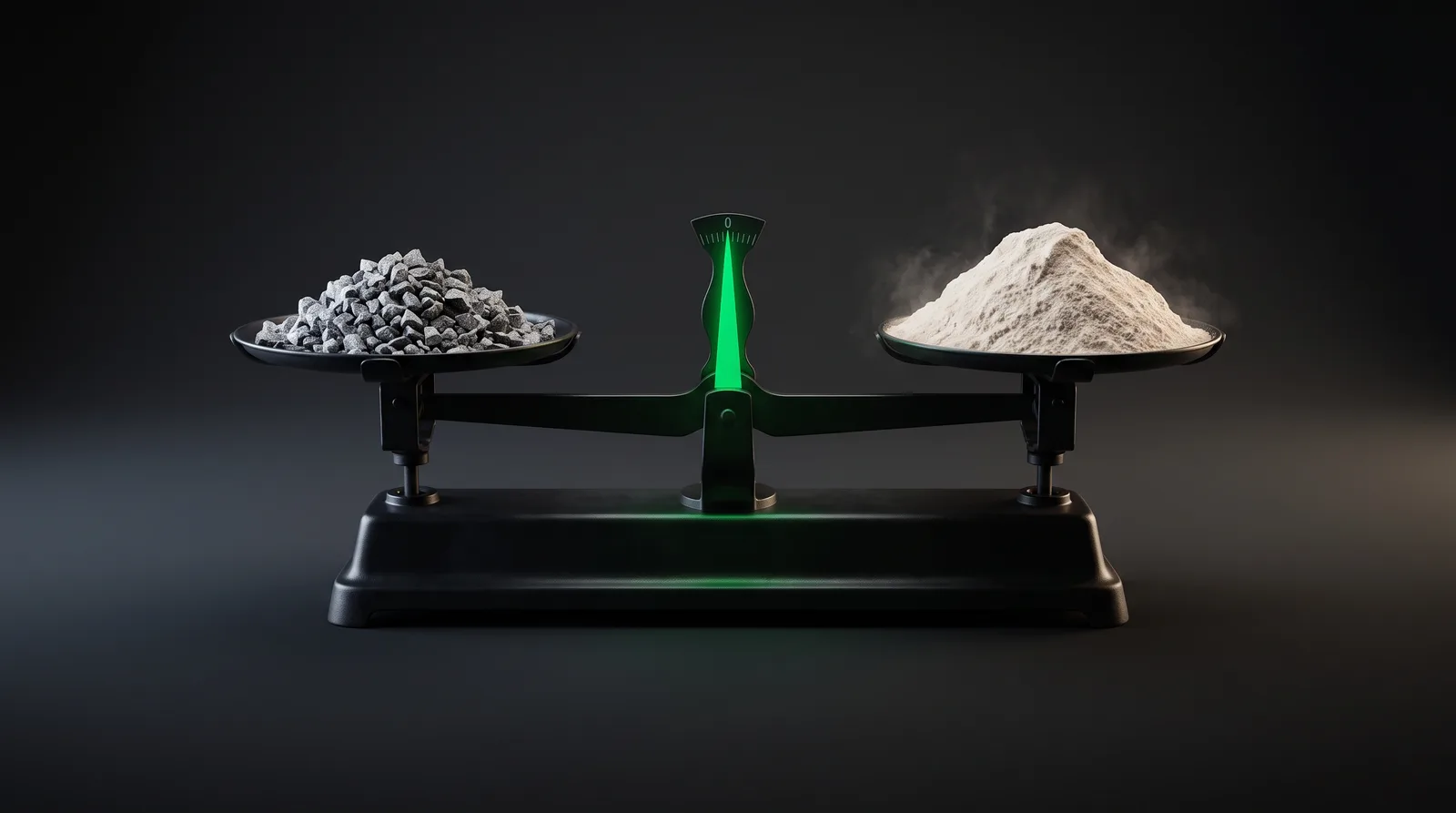 A small pile of gravel balancing a mound of flour on the same scale, one unit measuring two things that are not comparable A small pile of gravel balancing a mound of flour on the same scale, one unit measuring two things that are not comparable