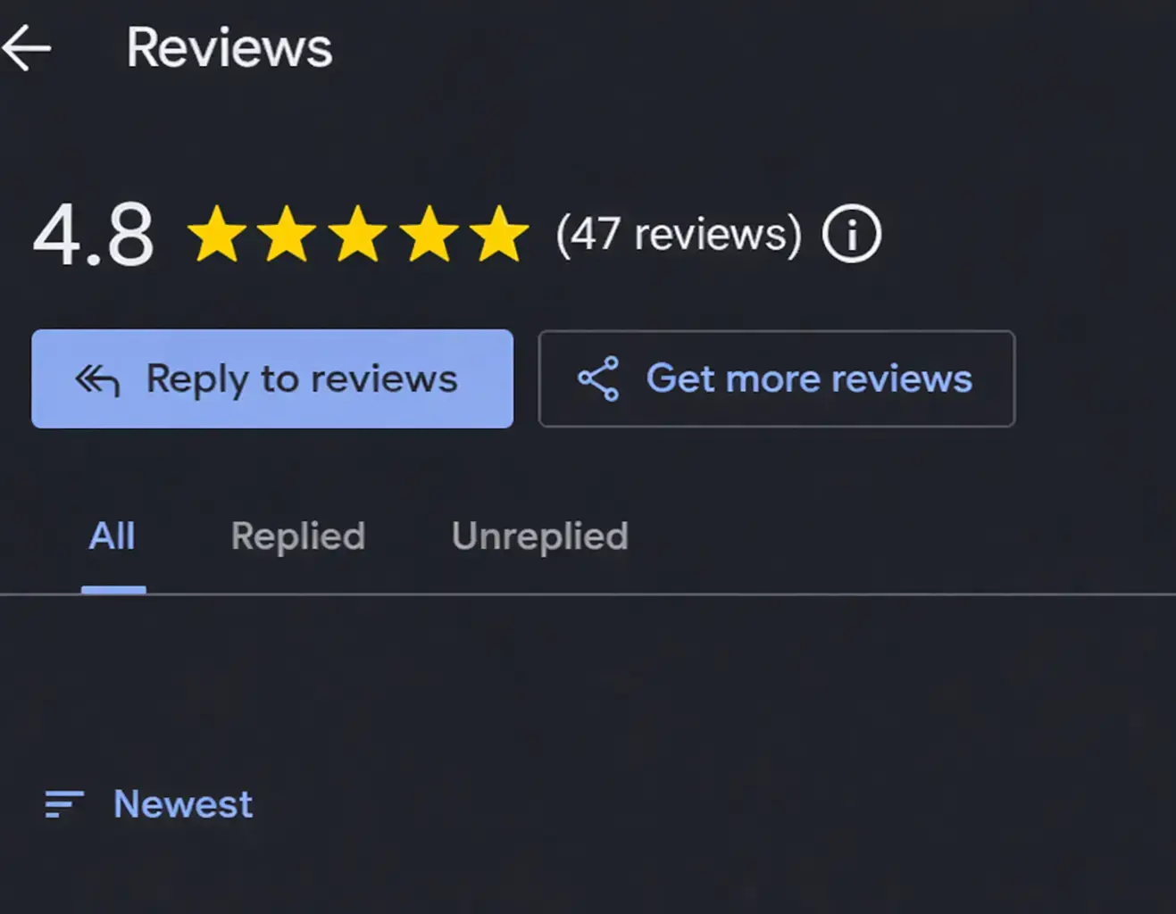 Customer Reviews Growth Google reviews growth from 3 to 47 five-star reviews for Piñeiro English School