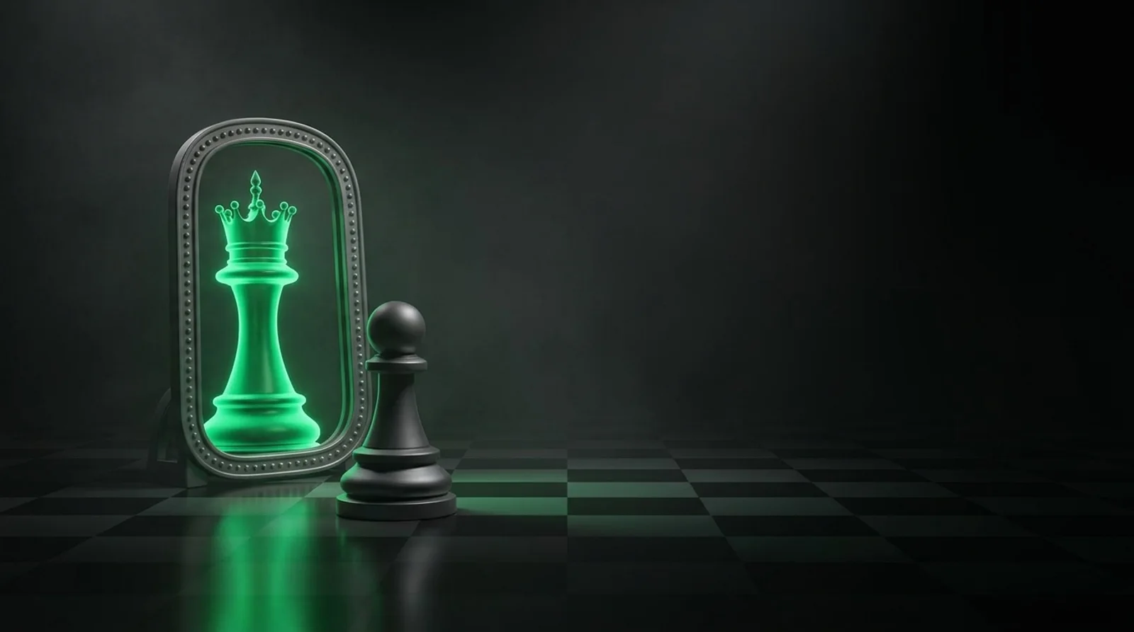 From pawn to queen: Riquitina's growth A pawn reflected as a queen in the salon mirror — the before and after of this case