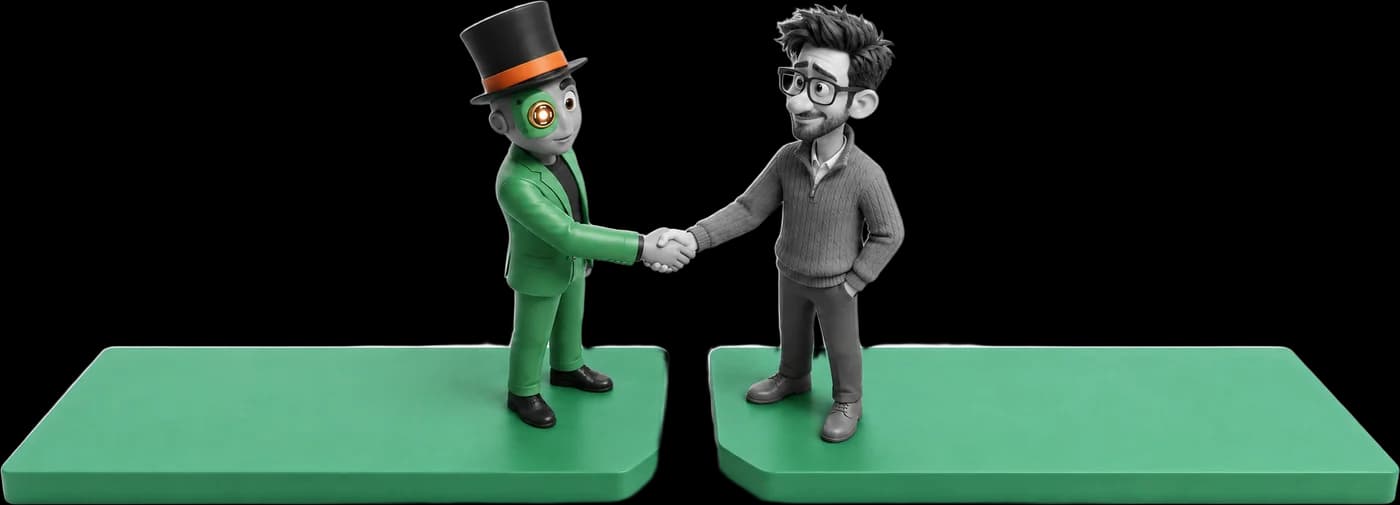 How Google Business Profile optimization works with tamer tamer and a business owner shaking hands over a Google Business Profile partnership