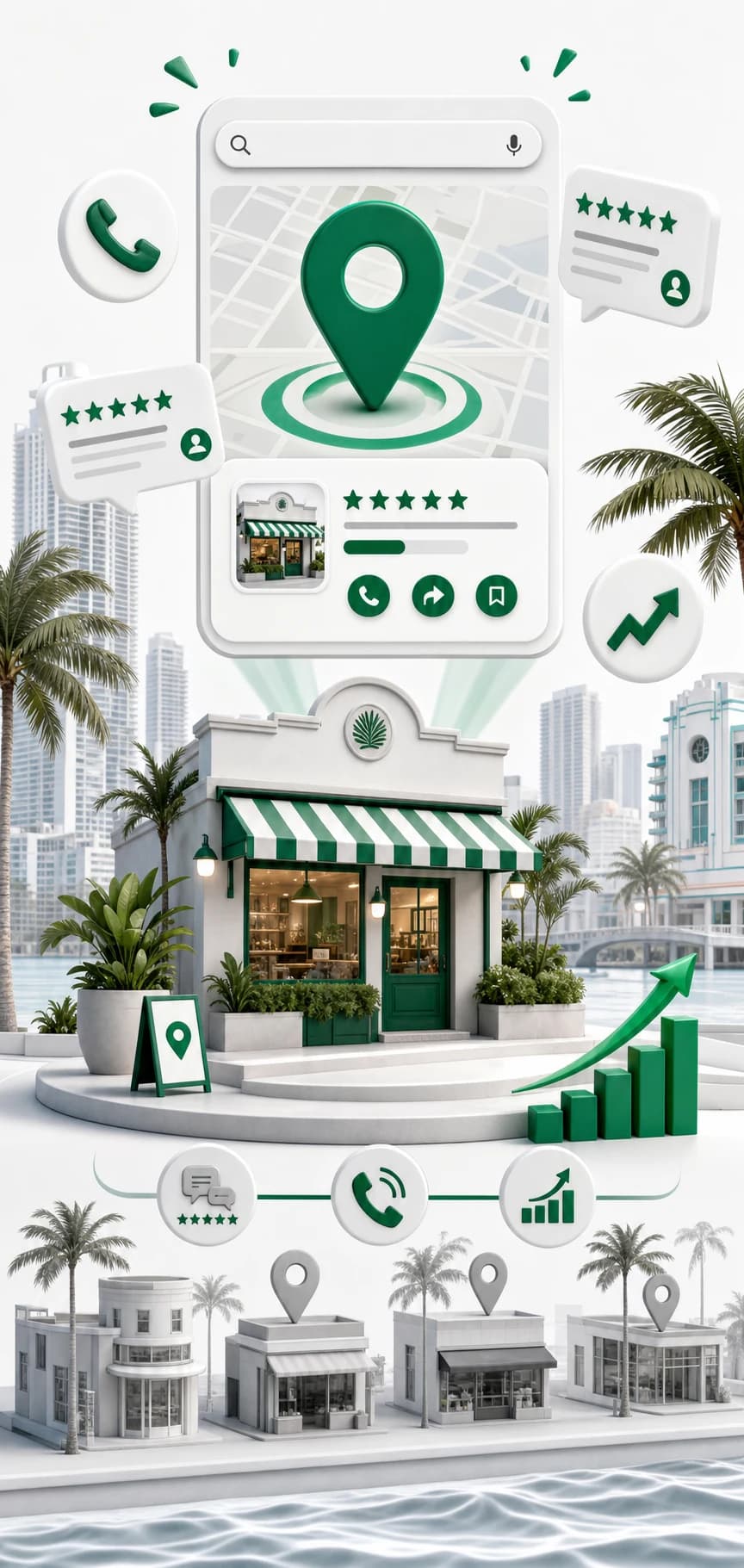 A Miami business competing in Google Maps with complete local signals, strong reviews, and a clear service offer A Miami business competing in Google Maps with complete local signals, strong reviews, and a clear service offer