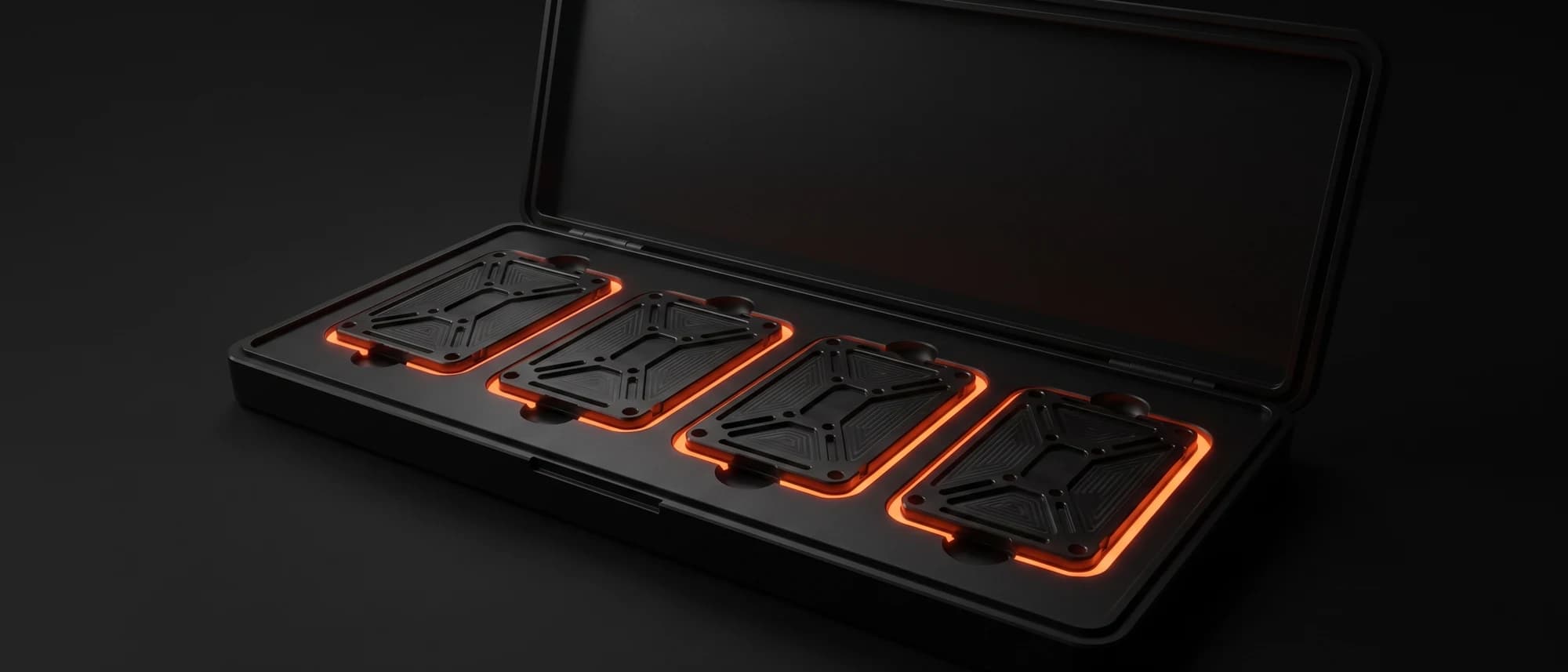 What you see before you pay for enterprise SEO Everything you get to examine before committing, shown as four plates laid open in a fitted case