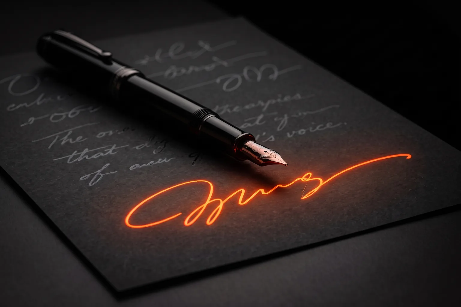 A black fountain pen writing on paper with a single orange stroke — a metaphor for local content written for the searches your customers actually make A black fountain pen writing on paper with a single orange stroke — a metaphor for local content written for the searches your customers actually make