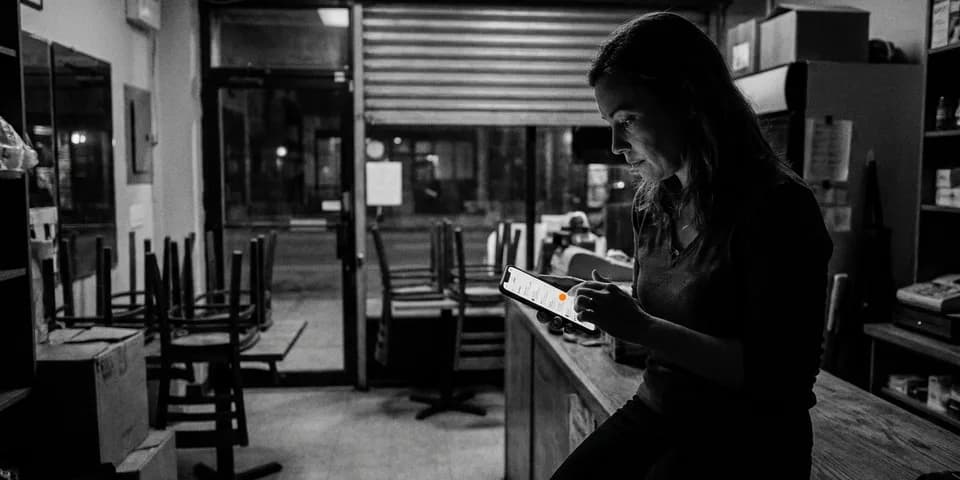 Una mesa de mezclas negra con una fila de faders alzados en una ola naranja deliberada — metáfora del social media marketing llevado como una mesa de control Una mesa de mezclas negra con una fila de faders alzados en una ola naranja deliberada — metáfora del social media marketing llevado como una mesa de control