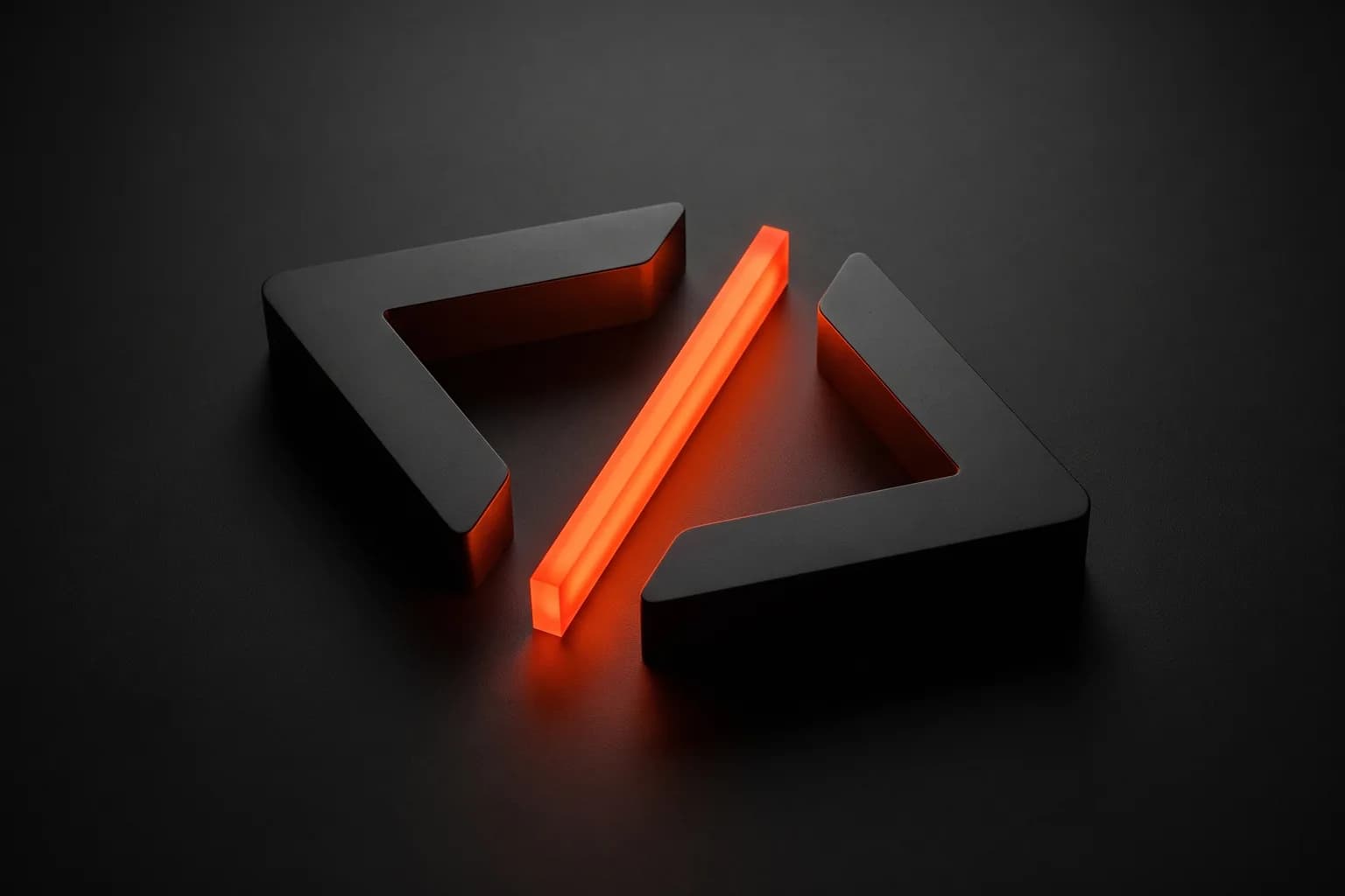 Two black angle brackets like code tags with an orange light bar between them: custom web development services Two black angle brackets like code tags with an orange light bar between them: custom web development services