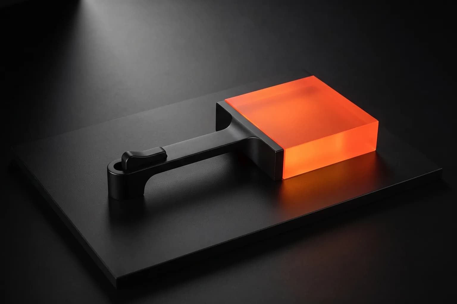 A black drag handle pulling one orange block across a dark board: Wix drag-and-drop web design A black drag handle pulling one orange block across a dark board: Wix drag-and-drop web design