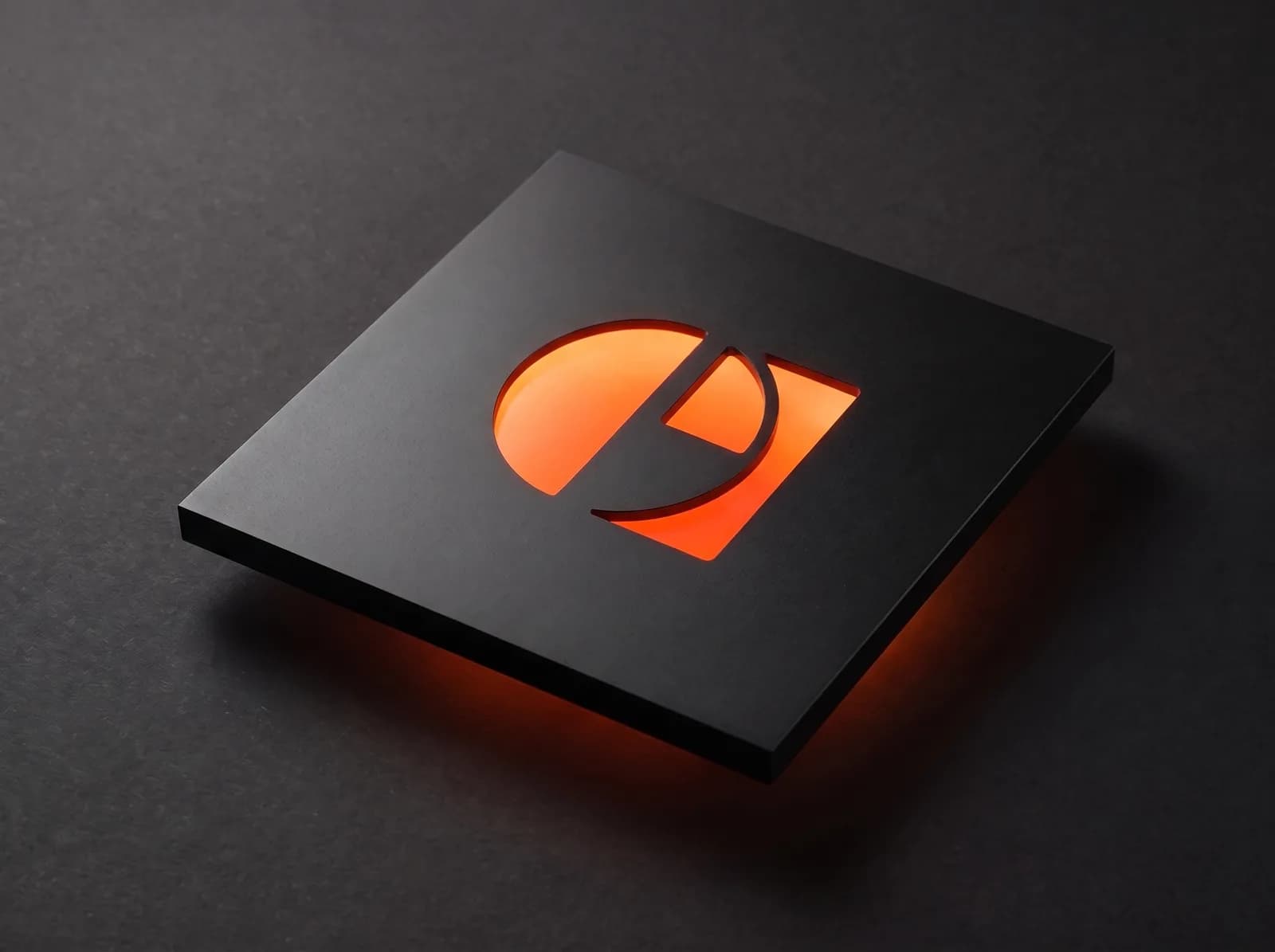 Custom web design solutions A black metal stencil with a unique custom cut-out, orange light shining through it: custom web design tailored to your brand