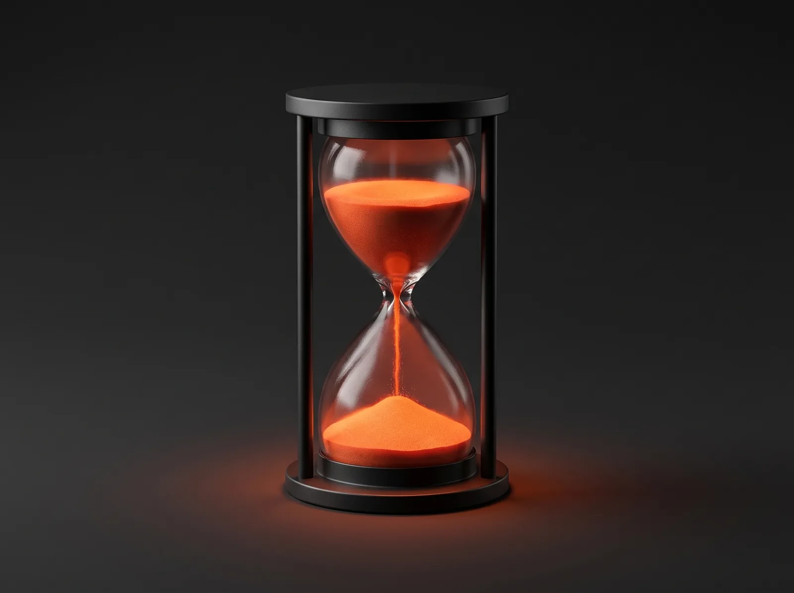 A black hourglass whose falling sand glows orange: first impressions are formed in seconds A black hourglass whose falling sand glows orange: first impressions are formed in seconds
