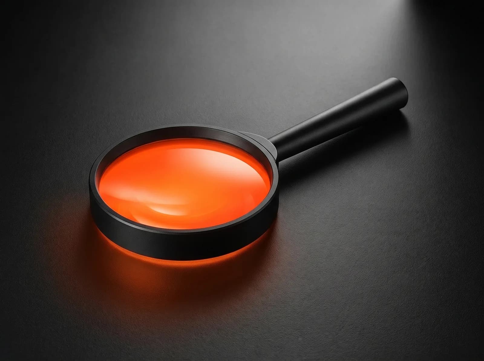 A black magnifying glass with an orange glowing lens: SEO-friendly website design A black magnifying glass with an orange glowing lens: SEO-friendly website design