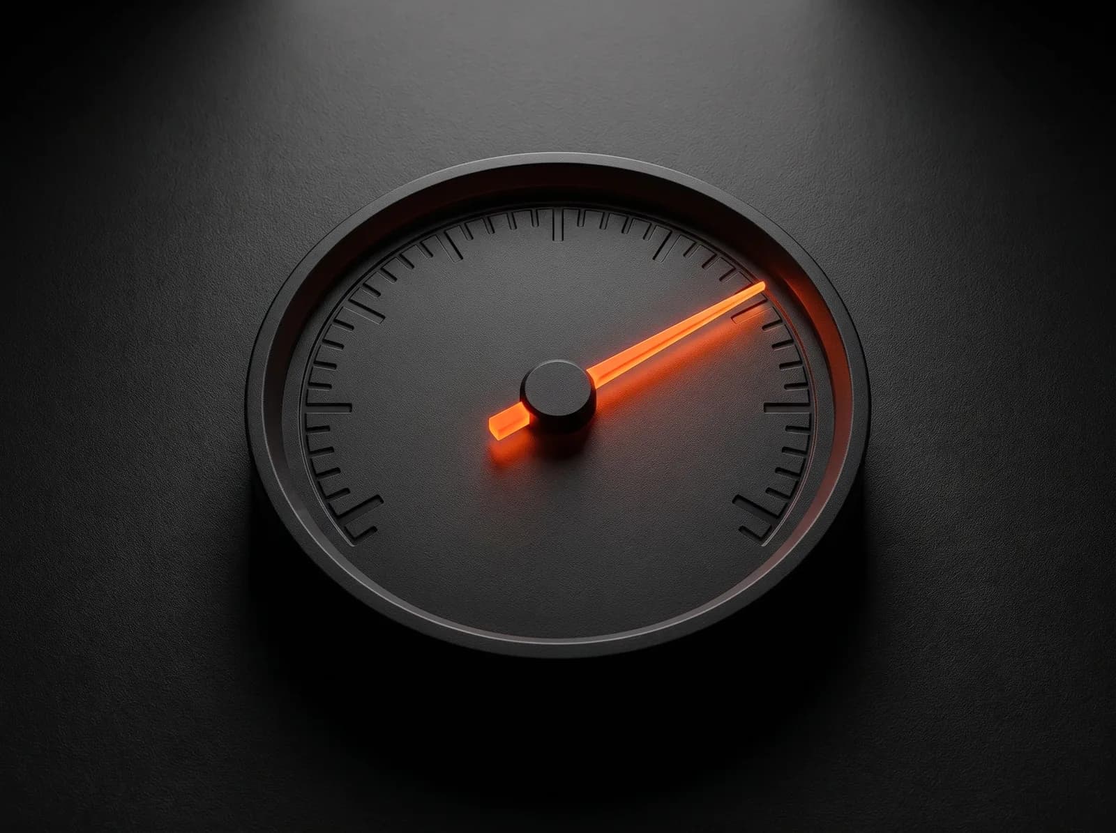 Page speed and user experience A black speed gauge with its needle glowing orange in the fast zone: Core Web Vitals and user experience