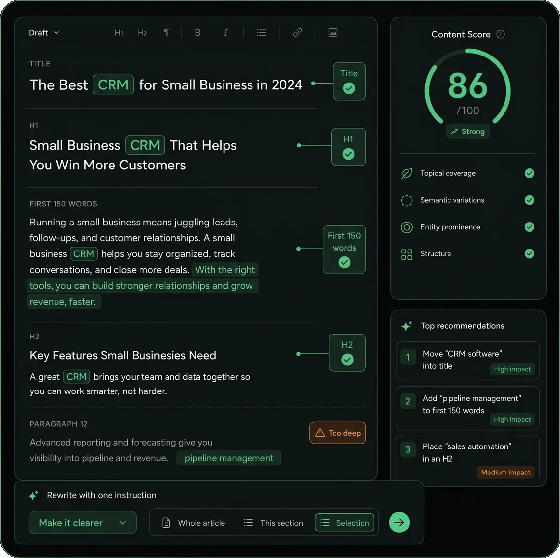 Content Score · tamerWriter Content Score · tamerWriter